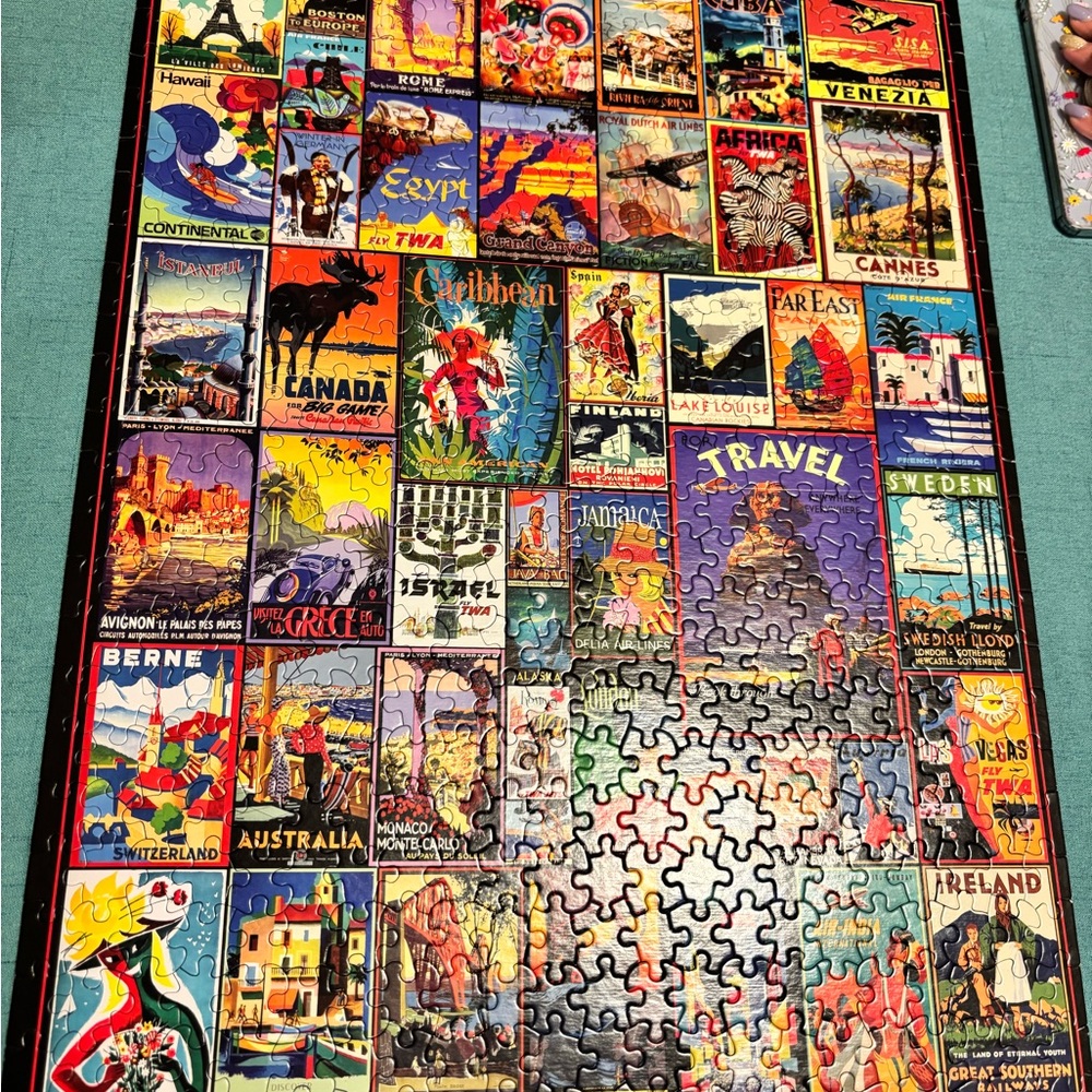 Colorful Vintage Travel Poster Jigsaw Puzzle